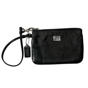 Coach Poppy Black Onyx Patent Leather Small Wristlet 46116 Vintage